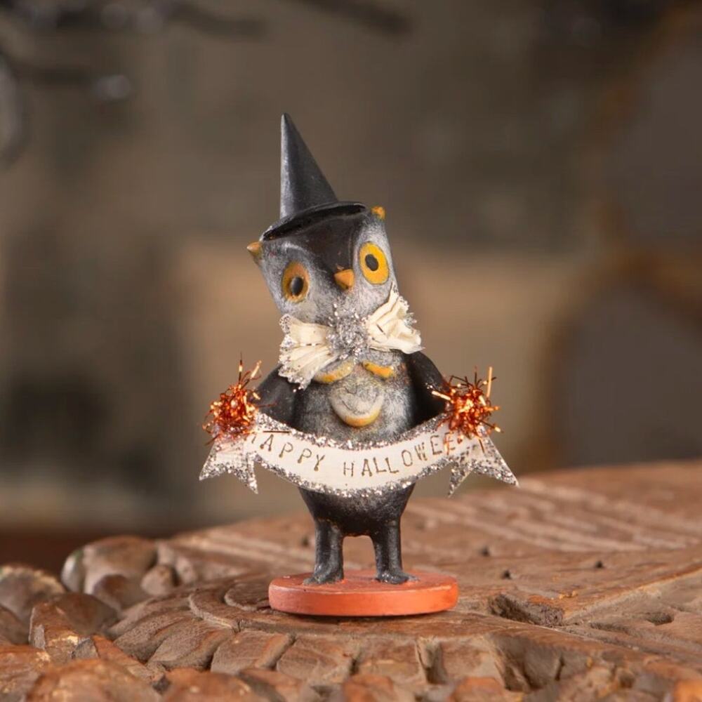 Bethany Lowe Mini Happy Halloween Owl Figurine 4" NEW - Picture 2 of 12